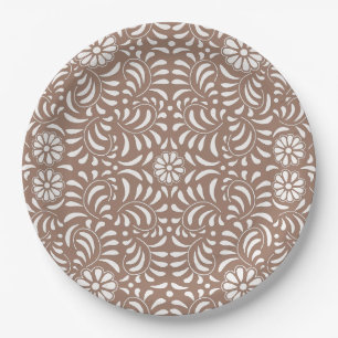 Mocha-Braune Talavera-Fliese im spanischen Stil Fi Pappteller