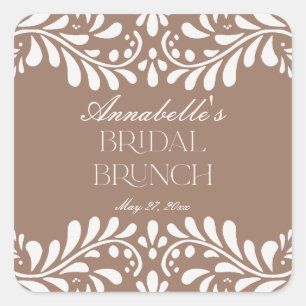 Mocha-Braune Talavera-Spanische-Hochzeits-Brunch Quadratischer Aufkleber