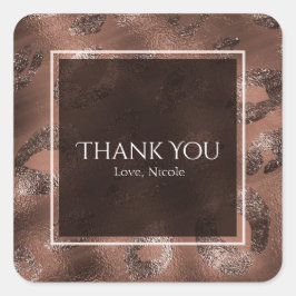 Mocha Bronze Leopard Print Gastgeschenk Quadratischer Aufkleber