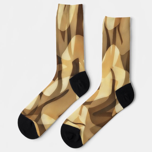 Mocha Brown and Tan Crazy Socks Art Socken (Linkes Detail)