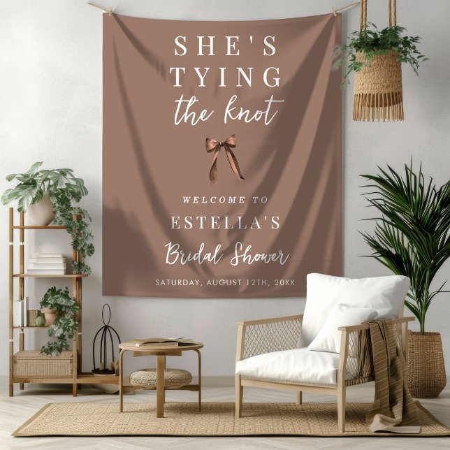 Mocha Brown Bogen Brautparty Stoff Willkommensschi Wandteppich (Von Creator hochgeladen)