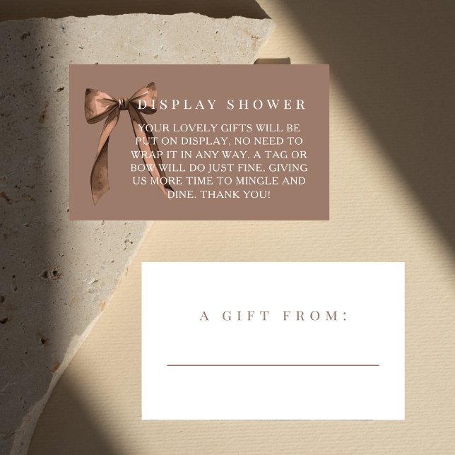 Mocha Brown Bow No Gift Wrap Display Bridal Shower Begleitkarte (Von Creator hochgeladen)