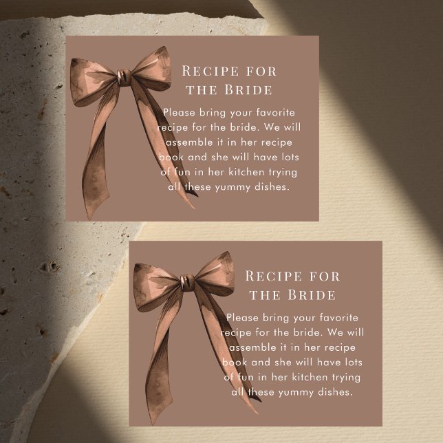 Mocha Brown Bow Recipe Request Bridal Shower Begleitkarte (Von Creator hochgeladen)
