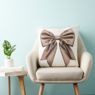 Mocha Brown Coquette Bow Kissen