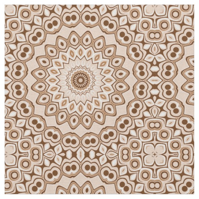 Mocha Brown Geometric Mandala Pattern Stoff (Nahaufnahme)