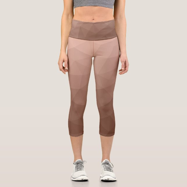 Mocha Brown geometrisch Mesh modernes Muster Capri Leggings (Vorderseite)