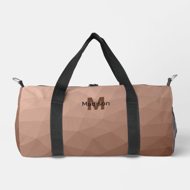 Mocha Brown geometrisches Maschenmuster Monogram Duffle Bag (Vorderseite)