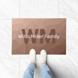 Mocha Brown geometrisches Maschenmuster Monogram Fußmatte