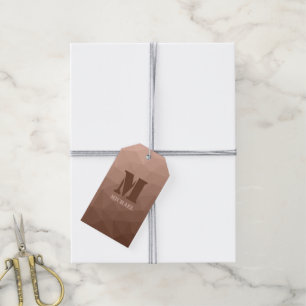 Mocha Brown geometrisches Maschenmuster Monogram Geschenkanhänger