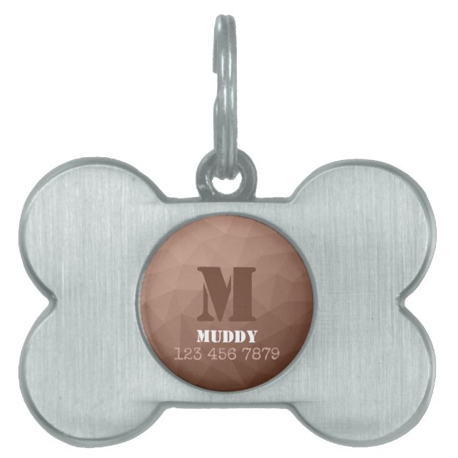 Mocha Brown geometrisches Maschenmuster Monogram Tiermarke (Vorderseite)