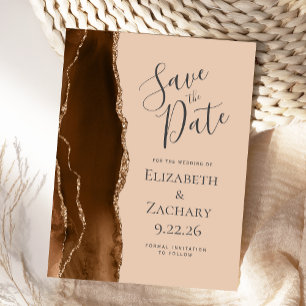 Mocha Brown Gold Achat Tan Save-the-Date-Karte Ankündigungspostkarte