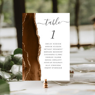 Mocha Brown Gold Agate Wedding Tischnummer