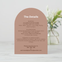 Mocha Brown Modern Wedding Details Card