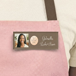 Mocha Brown Script Logo Photo Lashes and Brows Namenschild