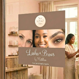 Mocha Brown Script Logo Photo Lashes Brows Studio Fensteraufkleber