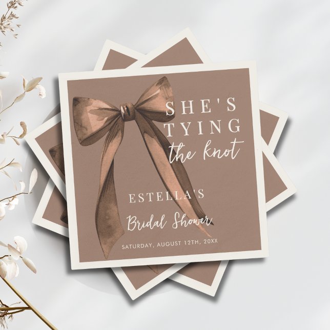 Mocha Brown Sie heiratet - Bogen Junggesellinnenab Serviette (Von Creator hochgeladen)