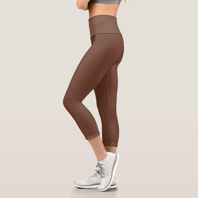 Mocha Brown Solid Color | Classic | elegant Capri Leggings (Links)