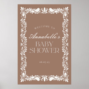 Mocha Brown Talavera Fiesta Baby Dusche Willkommen Poster