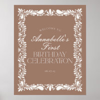 Mocha Brown Talavera Fiesta Birthday Willkommen
