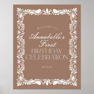 Mocha Brown Talavera Fiesta Birthday Willkommen Poster