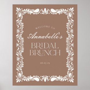 Mocha Brown Talavera Fiesta Bridal Brunch Willkomm Poster