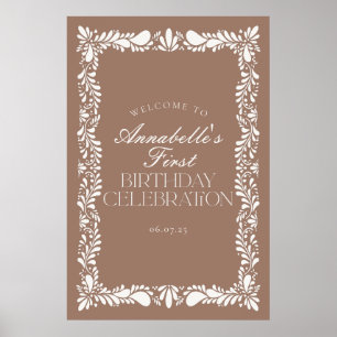 Mocha Brown Talavera Fiesta Geburtstagsparty Begrü Poster