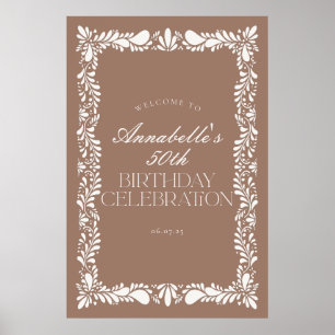 Mocha Brown Talavera Fiesta Geburtstagsparty Begrü Poster