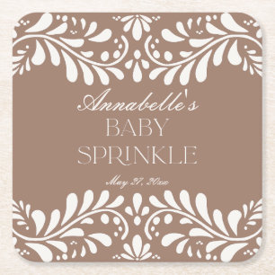 Mocha Brown Talavera Spanish Fiesta Baby Sprinkle Rechteckiger Pappuntersetzer