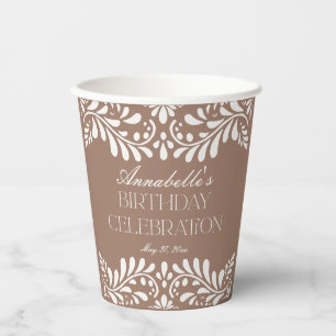 Mocha Brown Talavera Spanish Fiesta Geburtstagspar Pappbecher