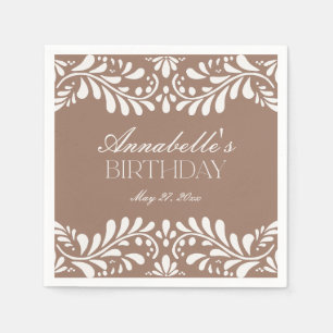 Mocha Brown Talavera Tile Fiesta Geburtstag Serviette