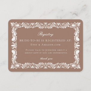 Mocha Brown Talavera Tile Registry Card Einlegen Begleitkarte