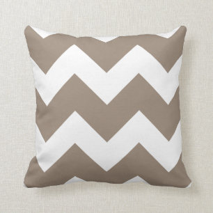 Mocha Brown und White Large Zickzack Print Kissen
