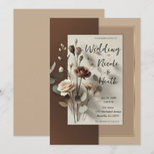 Mocha Café Au Lait Brown Neutral Floral Wedding
