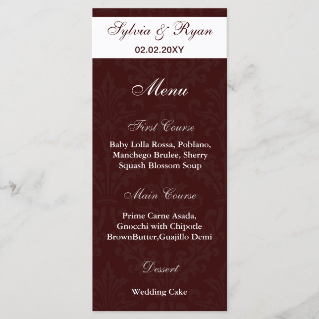 mocha chocolat brun photo Mariage Menus (Devant)