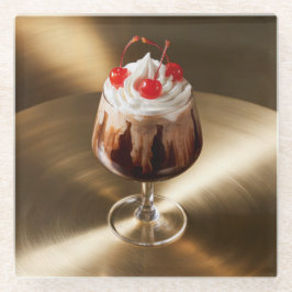 Mocha Dessert Cherries Glass Untersetzer