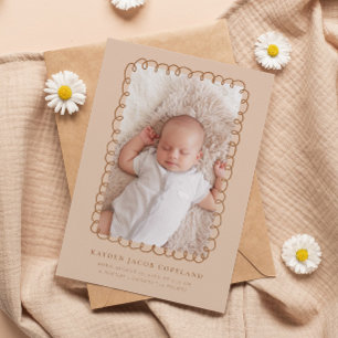 Mocha Doodle Frame Birth Announcement Foto Ankündigung