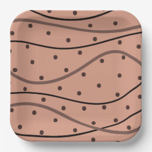 Mocha Dots & Stripes Muster Pappteller