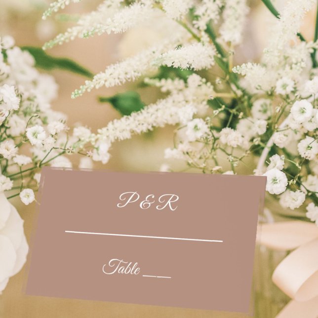 Mocha Einfache, stilisierte Script-Hochzeit Platzkarte (In Situ Wedding)