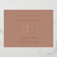 Mocha Enregistrer la date Foil Invitation Carte Po