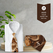 Mocha Espresso Rippled Signature Necktie Monogram