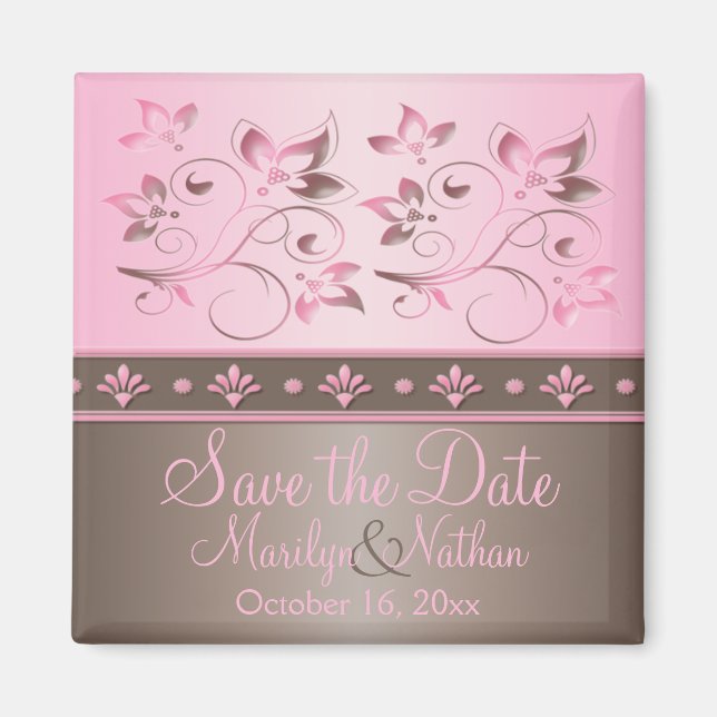 Mocha et rose Floral Wedding Favor Magnet (Devant)