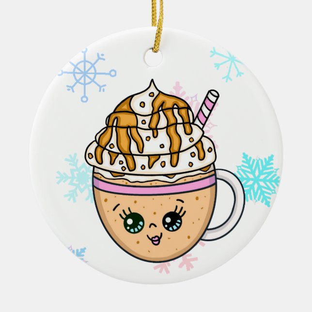 Mocha Frappuccino Kaffee mit gepökelter Creme Keramik Ornament (Vorne)