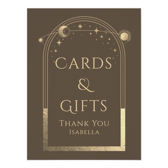 Mocha Gold Celestial Cards Geschenke Schild (Vorderseite)