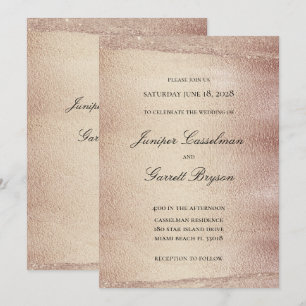 Mocha Gold Rhapsody Wedding Elegante Sparkling Gol Einladung