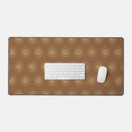 Mocha | Golden Zinnia Flower Medallions Schreibtischunterlage