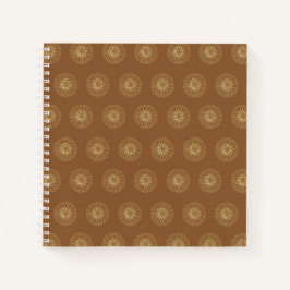 Mocha | Goldene Zinnien-Blumenmedaillons Notizbuch