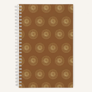 Mocha   Goldene Zinnien-Blumenmedaillons Notizbuch