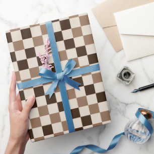 Mocha Karo Charme Geschenkpapier