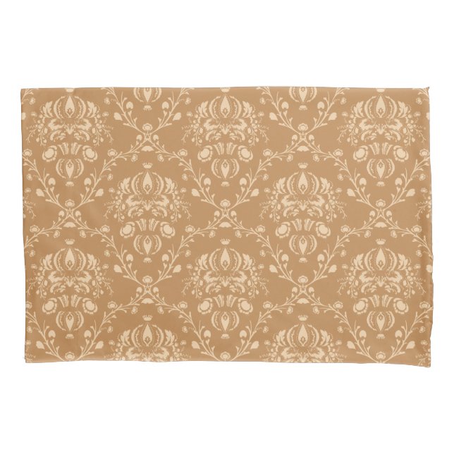 Mocha Latte Brown Damask Kissenbezug (Vorderseite-Links)