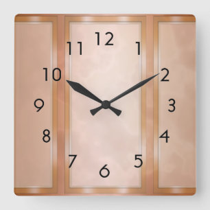 Mocha Marble Panels Quadratische Wanduhr